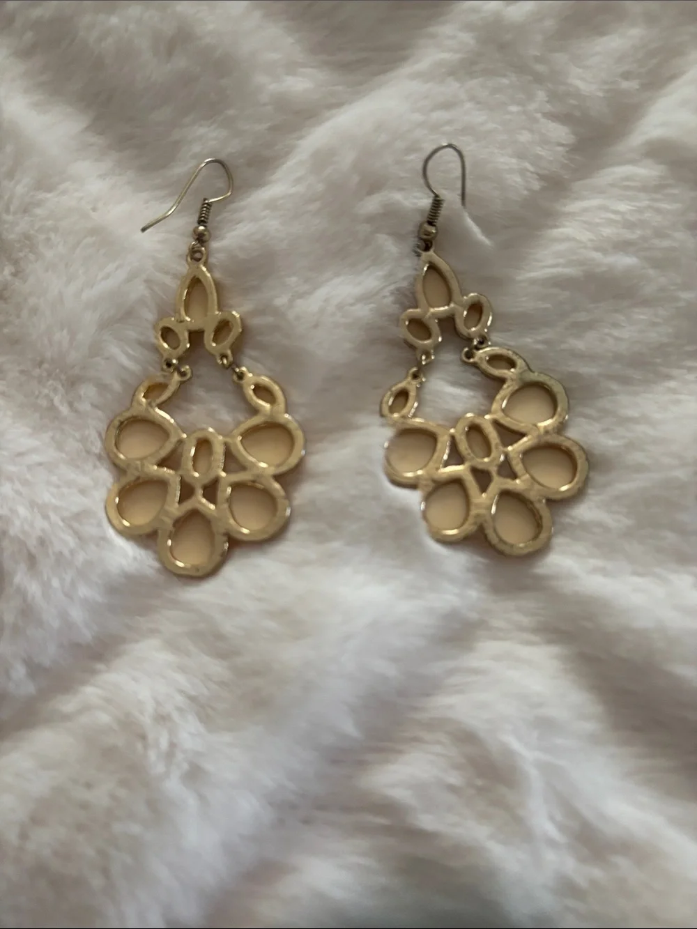 Cream Statement Dangle Earrings - Brand Unknown